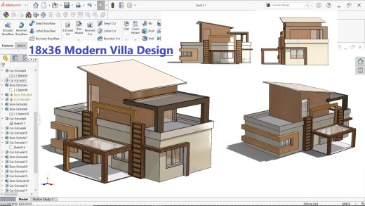 SolidWorks中的现代别墅设计18x36缩略图